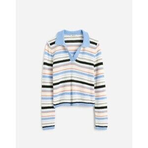 Madewell Textural-Stitch Johnny Collar  Long Sleeve Sweater  NWT Size M Medium